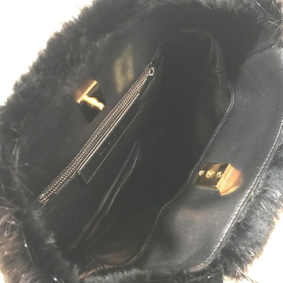 BALENCIAGA Fur Tote Hand Bag Black - Picture 3 of 9